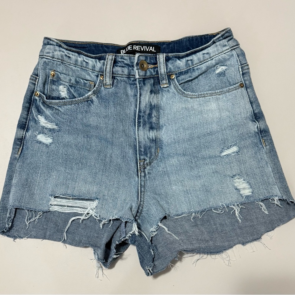 Women's Blue Revival Distressed Denim Shorts